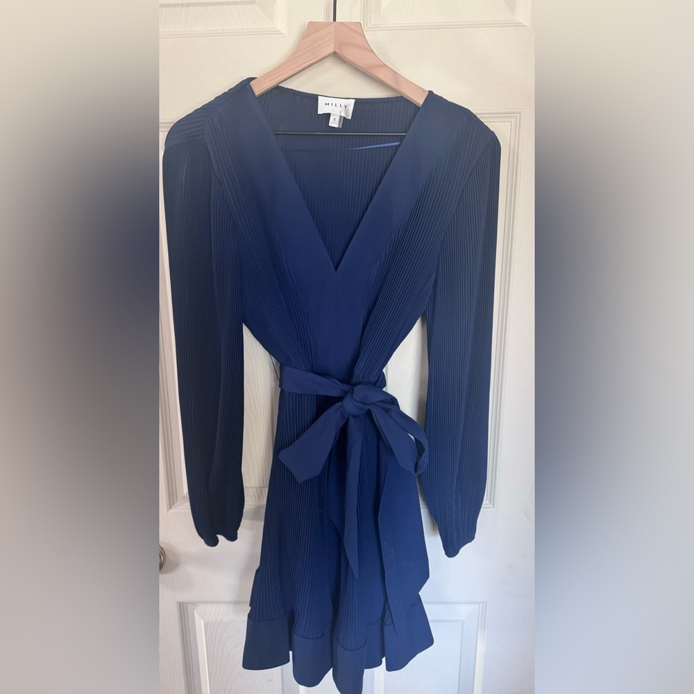 Milly Deep Blue Pleated Dress